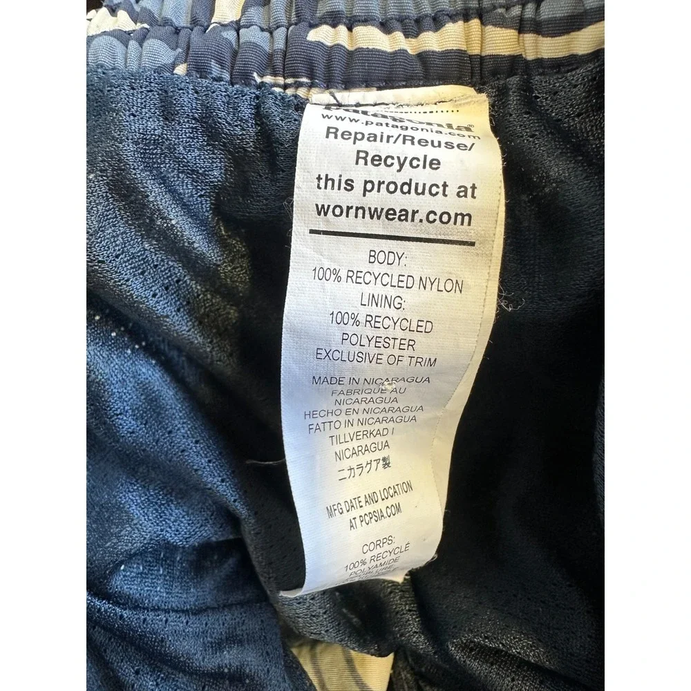 Patagonia Baggies Longs Men's Large New Visions Navy Print Shorts Drawstring - Picture 8 of 16